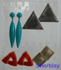 Vintage Costume Jewelry Metal Colorful Post Earring 80's 90's Lot of 4 pair