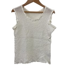 me ISSEY MIYAKE Cauliflower Pleated Sleeveless Cut and Sew White Women USED