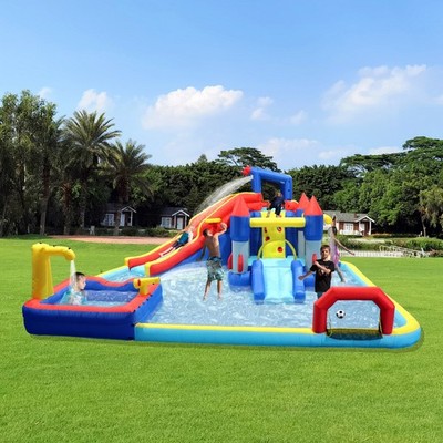 Splash Fun Kids Inflatable Bounce House Water Slide Splash Park Water Gun Pool