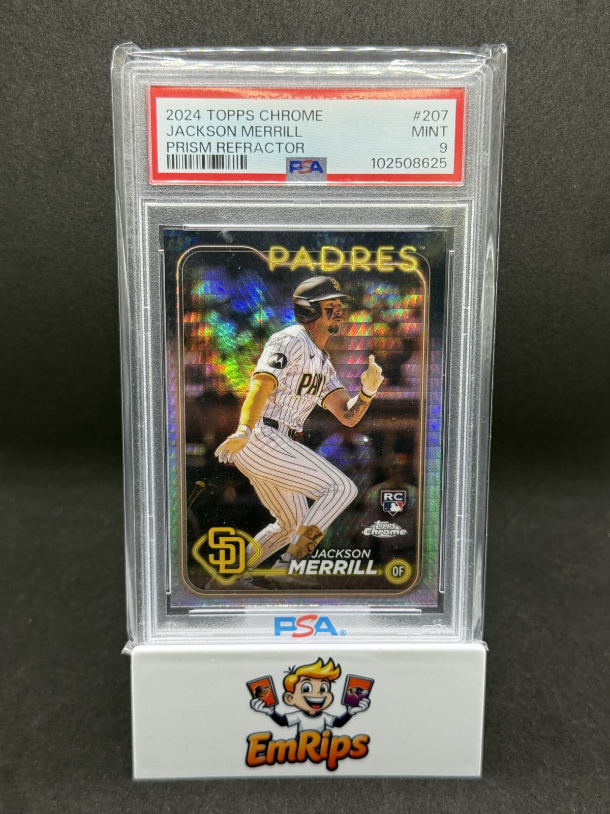 2024 Topps Chrome - Jackson Merrill #207 Prism Refractor (RC) PSA 9