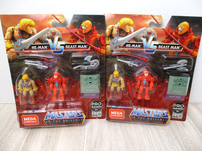 He-Man vs Beast Man Mega Construx Masters Of The Universe MOTU Figures 2 Sets