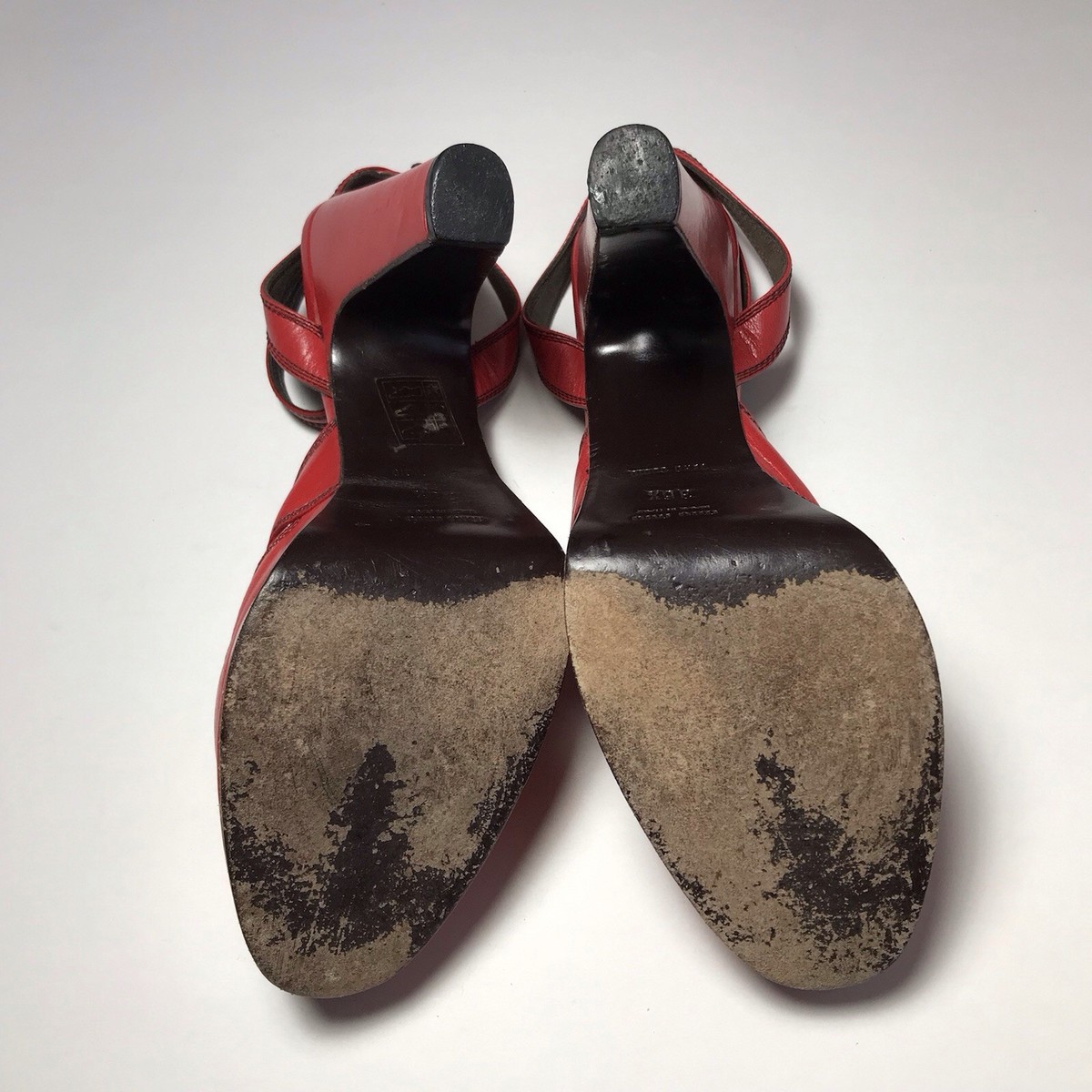 Vintage Miu Miu Y2K Archival Red Leather Platform Ankle Strap Peep