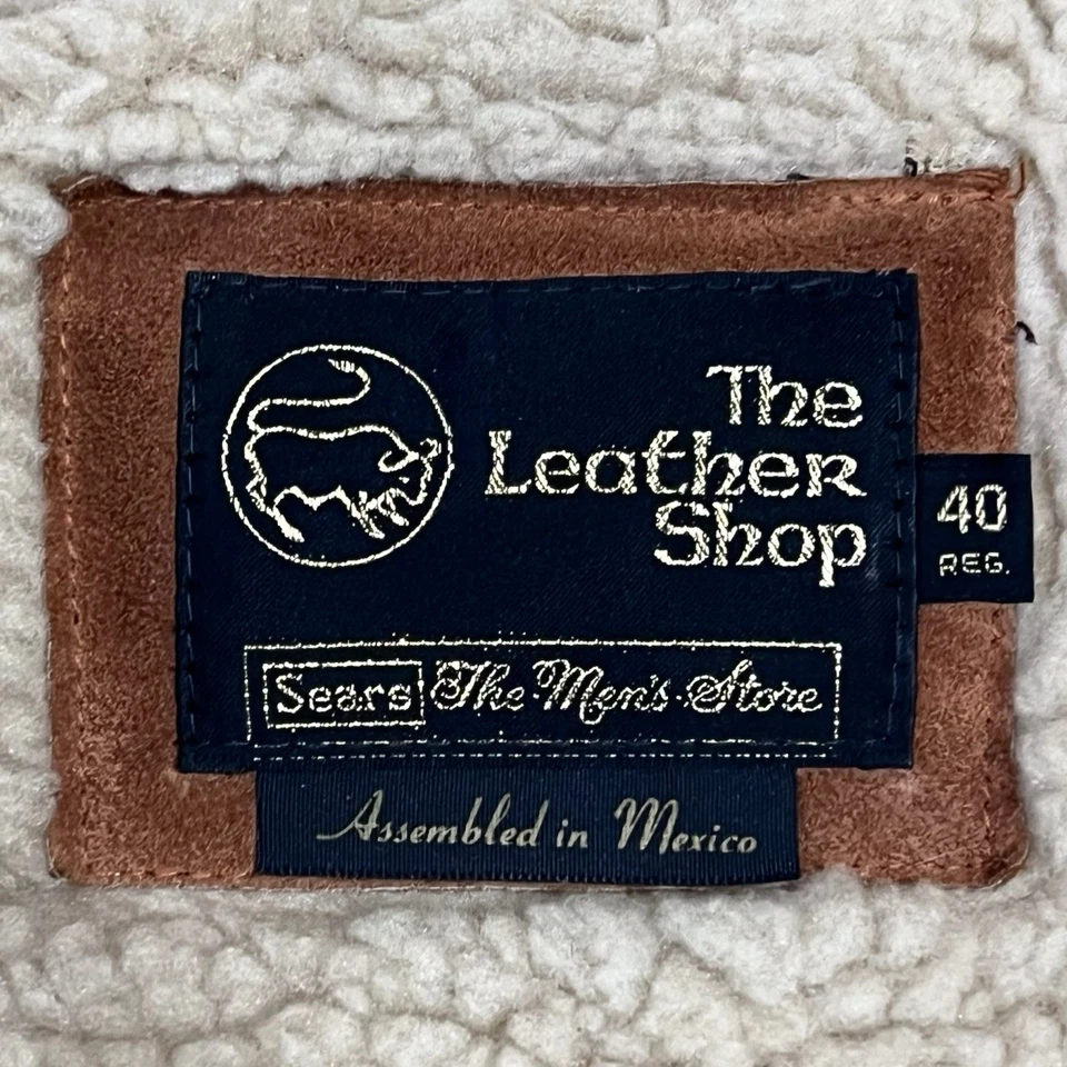 Vintage Sears The Leather Shop Sherpa Coat 70s Rancher Chore Coat - Size 40R - Image 4 of 4