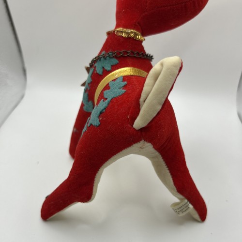 VTG Morsly Velveteen Comet Reindeer Red Made in Japan - Picture 5 of 9