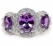 3CT Amethyst  Topaz 925 Sterling Silver Ring Jewelry Sz 6,7,8,9 ZB7