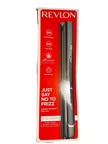 Revlon Just Say No To Frizz Copper Smooth Flat Iron 1" XL Plates Gray Torn Box - Picture 1 of 2