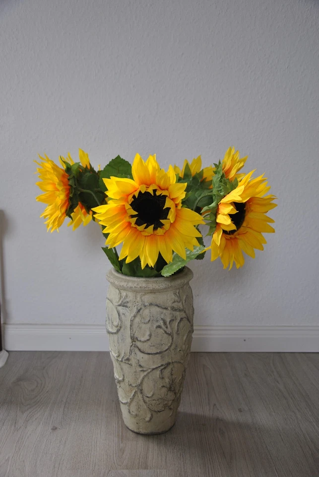 6 x künstliche Sonnenblume mit Stiel 19 x 55cm Deko Kunstblume Blüte Gelb - Bild 1 von 2