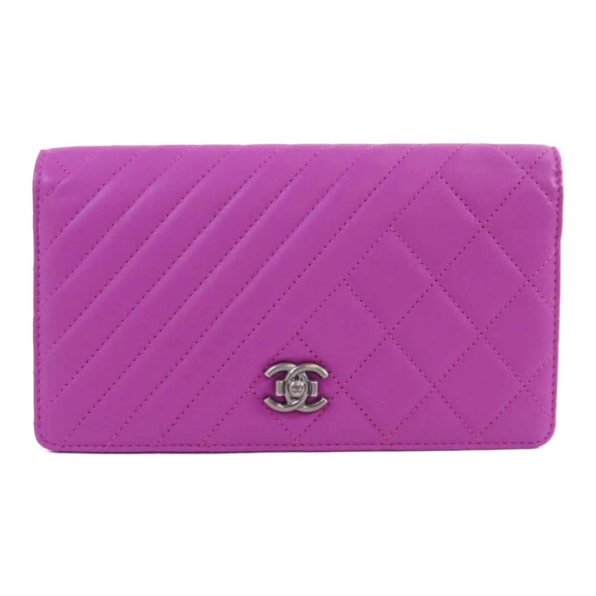 シャネル　ロングウォレット　パープル CHANEL CC Boy Long Wallet Lambskin Leather Purple | eBay
