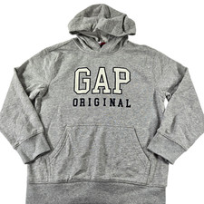 NEW Gap Kids Boys 8 Logo Sweatshirt Hoodie Gray NWT