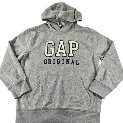 NEW Gap Kids Boys 8 Logo Sweatshirt Hoodie Gray NWT