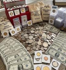 ESTATE SALE FIND, OLD US COINS, GOLD, .999 SILVER BARS, BULLION, RARE U.S. BILLS