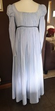 Regency Style Blue Day Dress. Hand Made Gown. UK 14-16. Cosplay Costume Bust 39