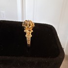 14K Yellow Gold Flower Solitaire Ring w/ .25 Round White Antique Diamond, Size 6 — photo 2
