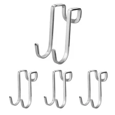 4Pack Over Cabinet Drawer Double Hooks Stainless Steel Multiple Use Narrow Door
