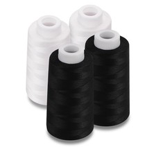 4 Cones Black White 3000yd Serger Thread 40S/2 All Purpose Polyester