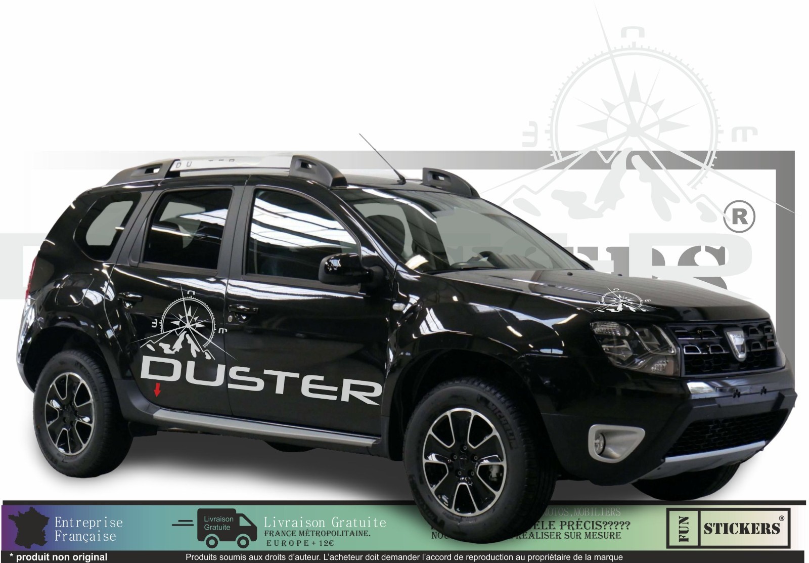Autocollant de decoration complet haut de gamme vinyle haute resistance Dacia Duster