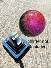 Pink Striped Gear Shift Knob 38-16 Thread Size Metal Flake With Black Hot Rod
