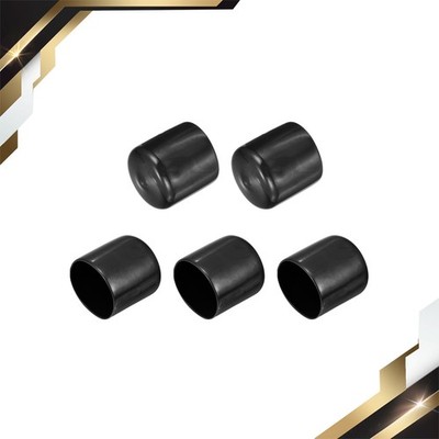 5pcs Rubber End Caps 1 1/2''(38mm) ID Vinyl Round Tube Bolt Cap Cover Black