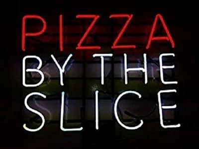 Pizza By The Slice 60cm Glas Neonschild Pizzeria Werbeleuchte Handmade Dekolicht