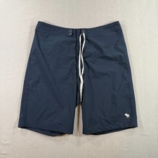 Abercrombie Swim Shorts Mens 32 Black Board Trunks Unlined Drawstring Beach