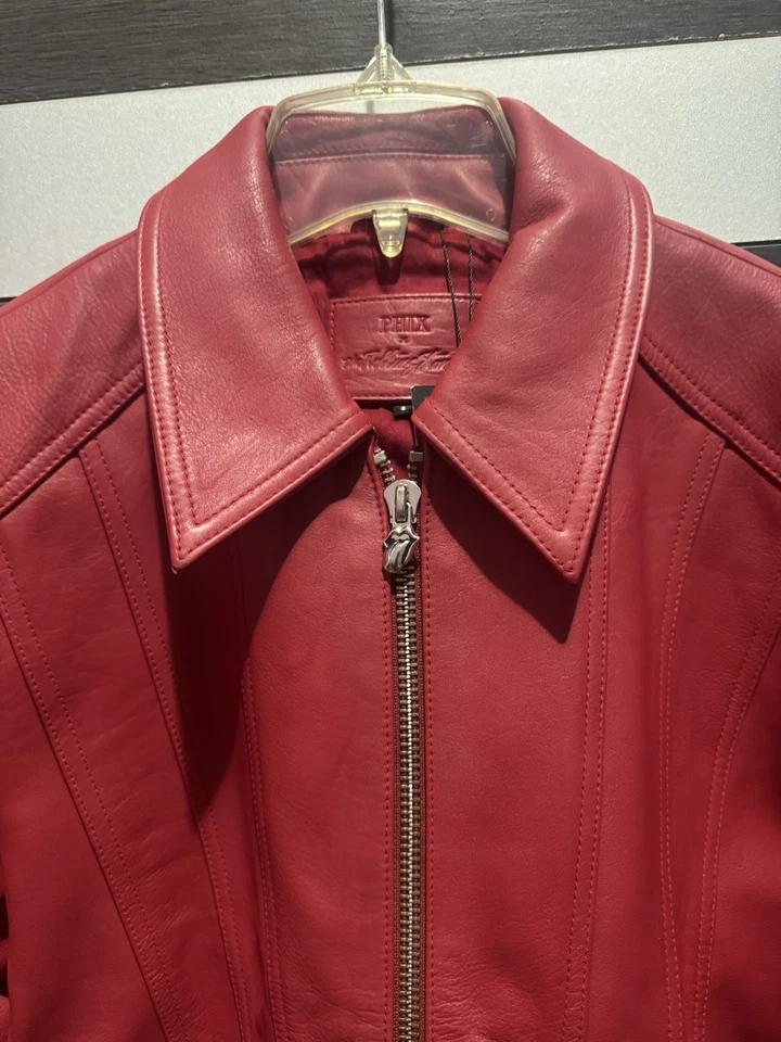 Phix X Rolling Stones Red Leather Panel Suede Tongue Jacket Men’s - Image 3 of 4