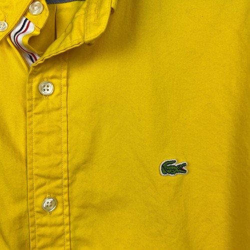 Lacoste Live Yellow Embroidered Logo Collared Long Sleeve Button Down Shirt Sz40 - Picture 2 of 11