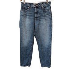Everlane 90s Cheeky Jean Women Size 31 Taper Ankle Button Fly Logo Waistband