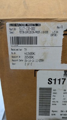 bALDOR MOTOR  S117-132-002 MOTOR, EXPLOSION, PROOF, 110/220 48Z