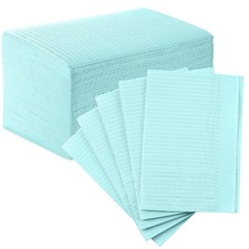 Blue Dental Bibs 50 Pieces, 2-Ply Paper 1-Ply Film, 13" x 18" Disposable