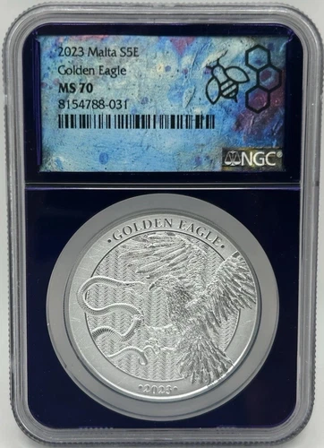 2023 Malta Golden Eagle 1 oz Silver NGC MS70 Germania Mint