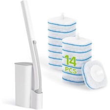 Disposable Toilet Brush Wand with Holder and 14 Refills Cleaning System Starter
