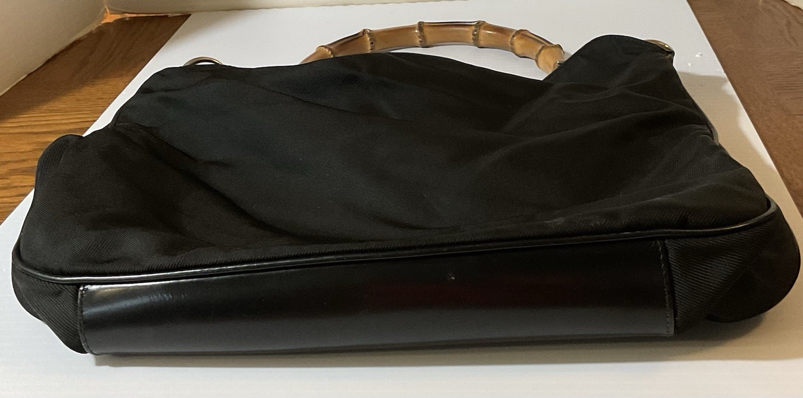 Authentic Gucci Vintage Black Nylon Hobo Bag With Bamboo Handle thumbnail 5