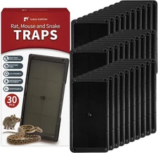 LULUCATCH Super Glue Traps 30 Pack for Mice & Snakes, Larger, 30 Pack, Black 