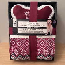NWT Cuddle Time Sherpa Blanket  Pillow Gift Set For Dogs NIB 2 Pc Set