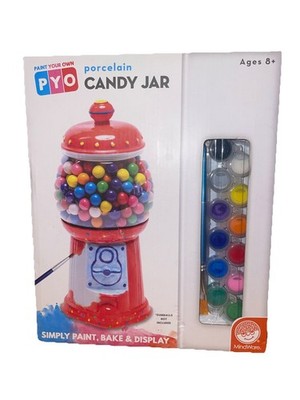 MindWare Paint Your Own Gumball and Candy Jar Kit for Kids - Includes 12 Paints