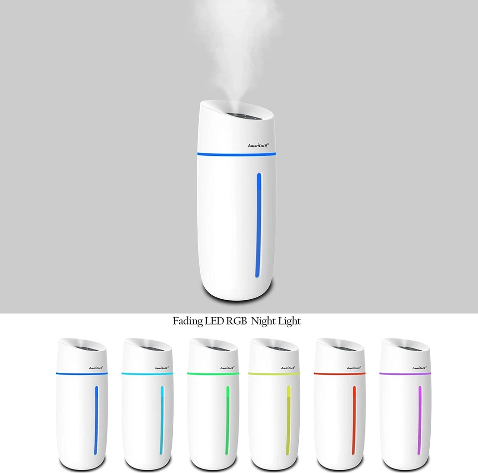 Portable Mini Humidifier for Travel and Small Room with Breathing Color LED Nigh - Image 4 of 4