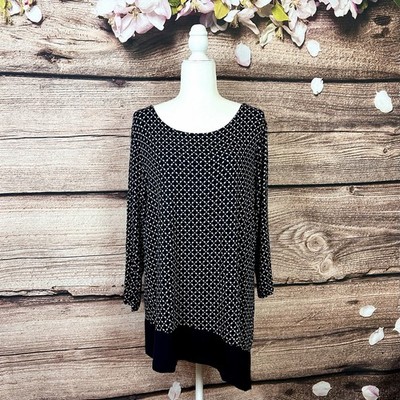 Croft & Barrow Women s Rayon Black White Abstract Geo Asymmetrical Tunic