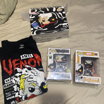 Anti Venom Box Lunch Exclusive Glow Funko Pop 401 and Tee Plus AntiVenomGlow 100
