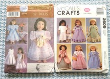 Lot of 2 UNCUT patterns HISTORICAL/VICTORIAN DRESSES 18-INCH DOLLS heirloom