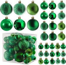 36 Pack Green Christmas Ball Ornaments Shatterproof Tree Decorations Set