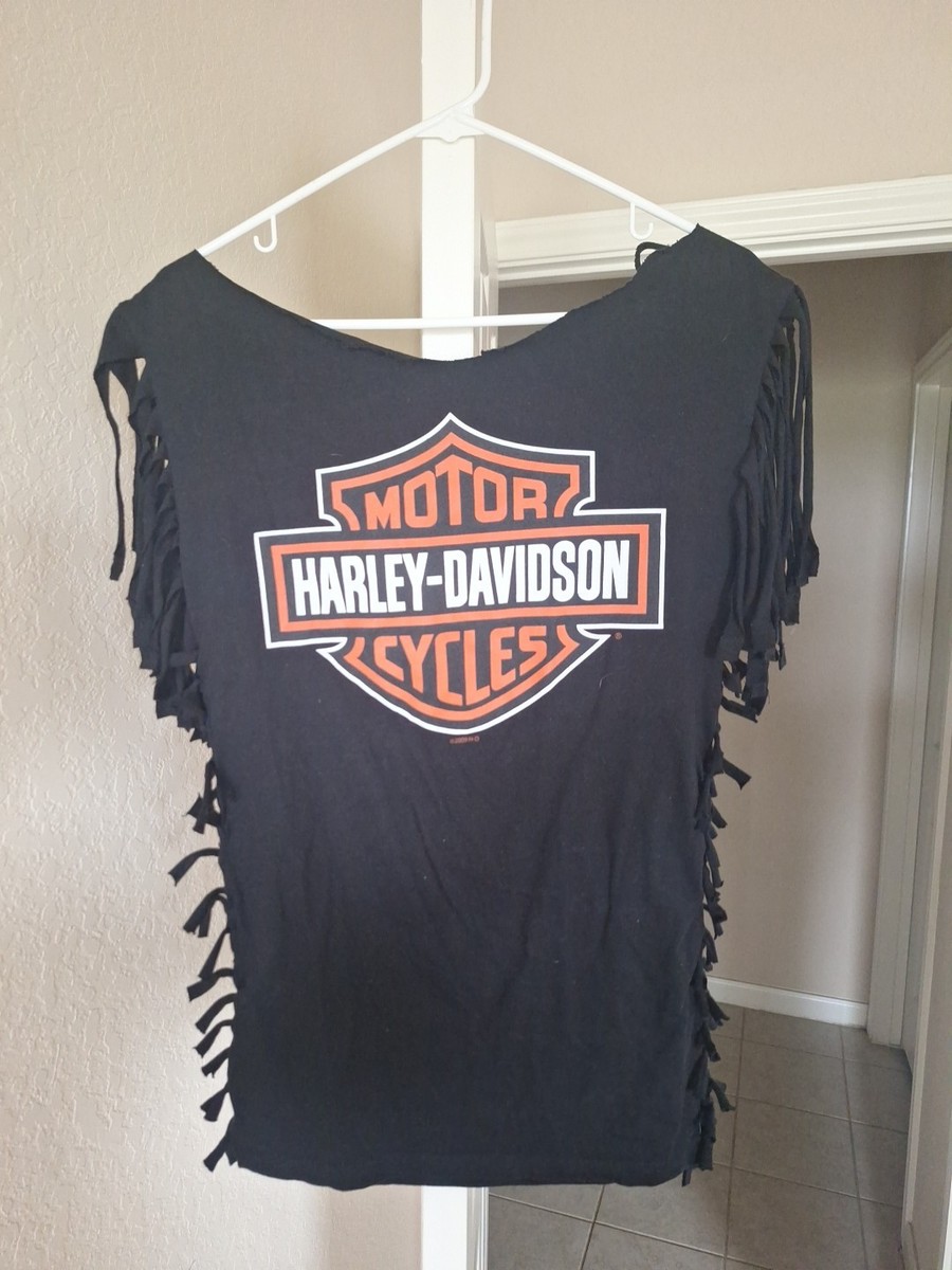 Womans Harley Davidson Authentic Custom Cut And Tied Shirt Size M-L