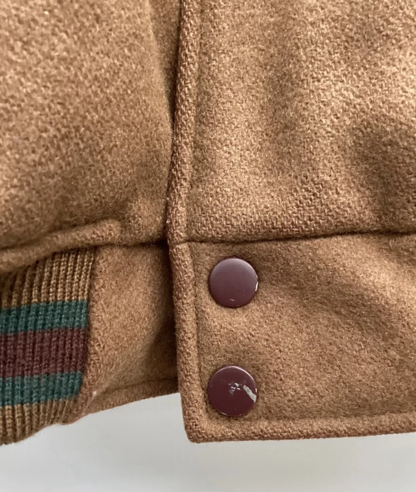 CHAPS RALPH LAUREN 90s Leather Varsity Jacket, Men's, Brown, Used (Worn) - Image 3 of 4