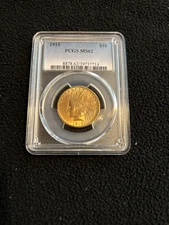 1915-P $10 INDIAN HEAD GOLD EAGLE PCGS MS62 NICE LUSTER MINTAGE ONLY 351,000