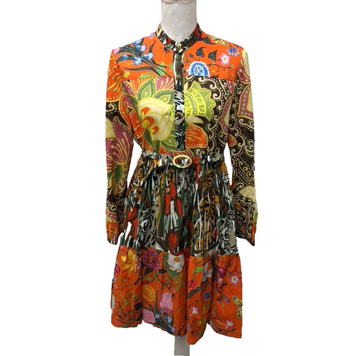 Gucci abito aderente e svasato donna 40 piccolo stampa floreale cintura boho designer - Foto 1 di 13