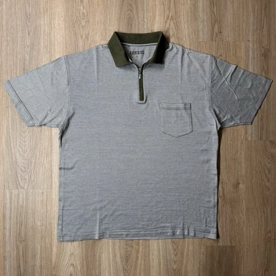 Vintage Quarter Zip Poloshirt L Boxy Fit Waffel Struktur Strick Olivgrün Barisal - Bild 1 von 4