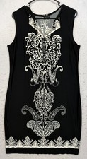 Carole Little Womens Sleeveless Sheath Dress Size 12 Black White Paisley