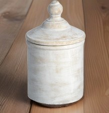 Large Ceramic Storage Jar White Stone Look Cannister Rustic Country Home Decor 