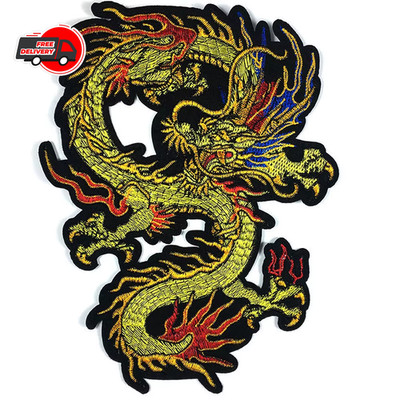9'' Dragon Embroidered Iron On Sew On Patch Badge Fabric DIY Jeans Jacket Bag