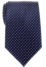 Modern Mini Polka Dots Woven Microfiber Men's Tie - Navy Blue with White Dots