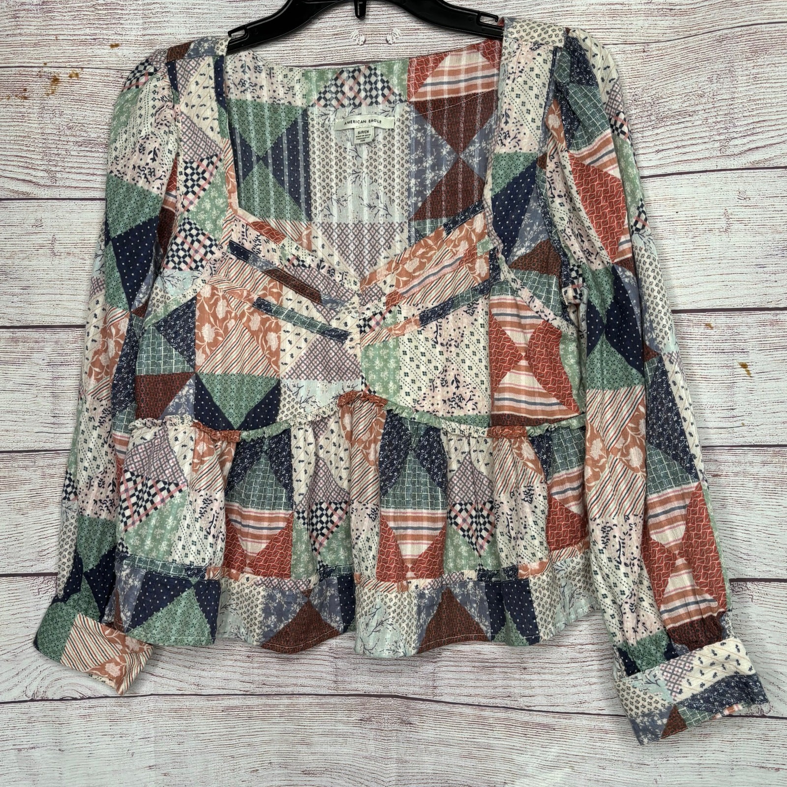 American Eagle Boho Patchwork Prairie Babydoll Cr… - image 6